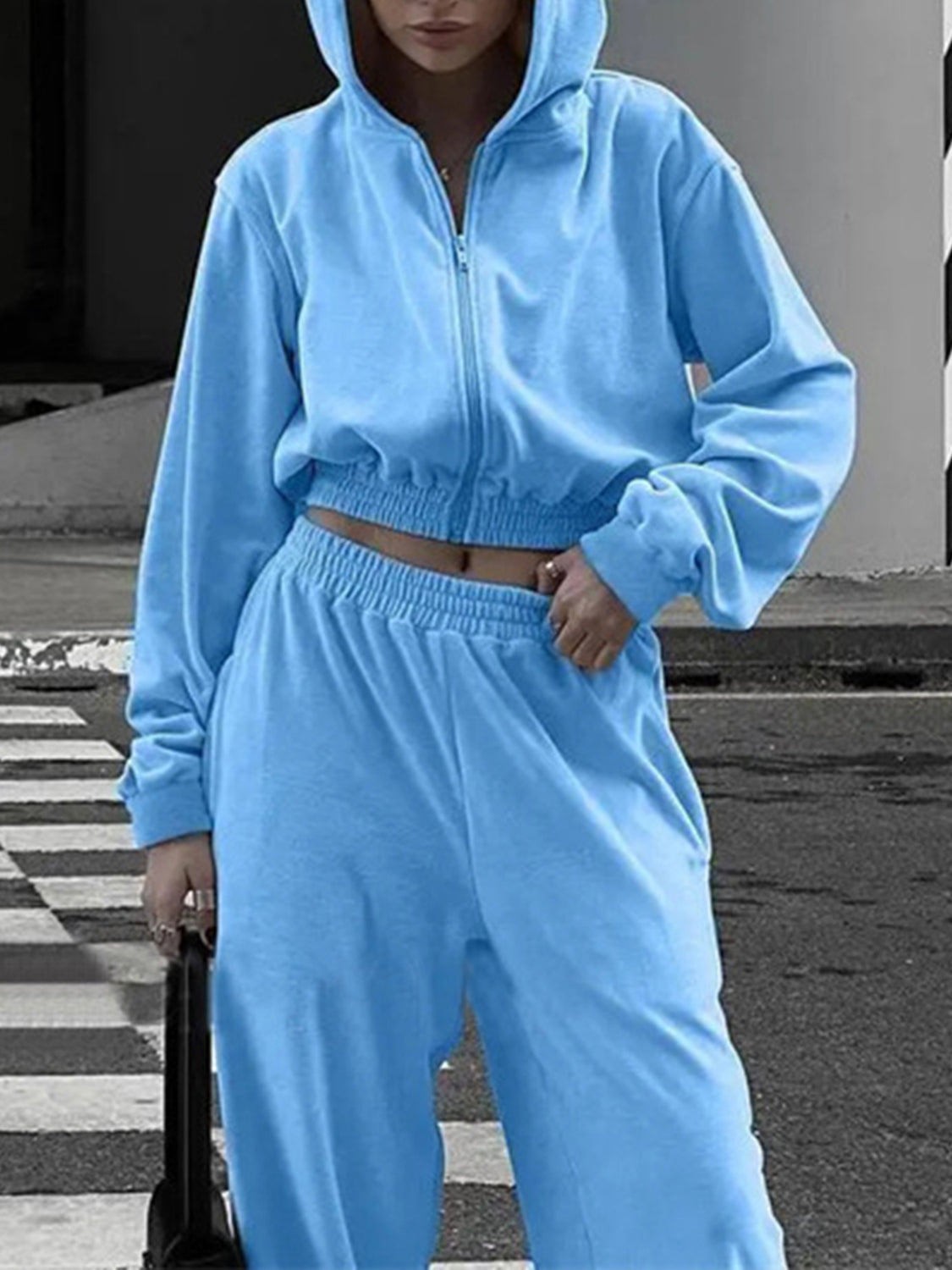 Belle's Zip Up Hoodie and Pocketed Pants Set