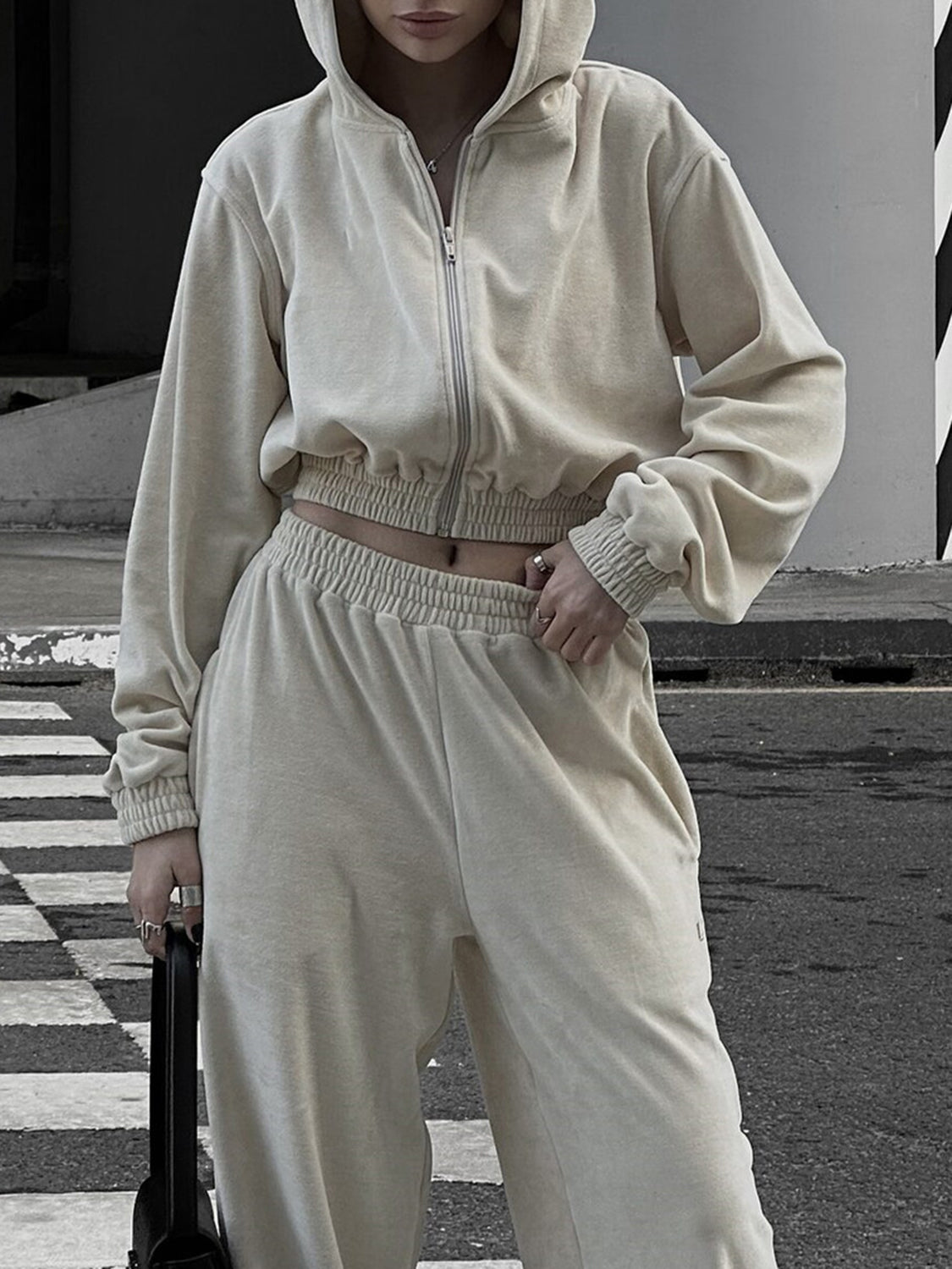 Belle's Zip Up Hoodie and Pocketed Pants Set