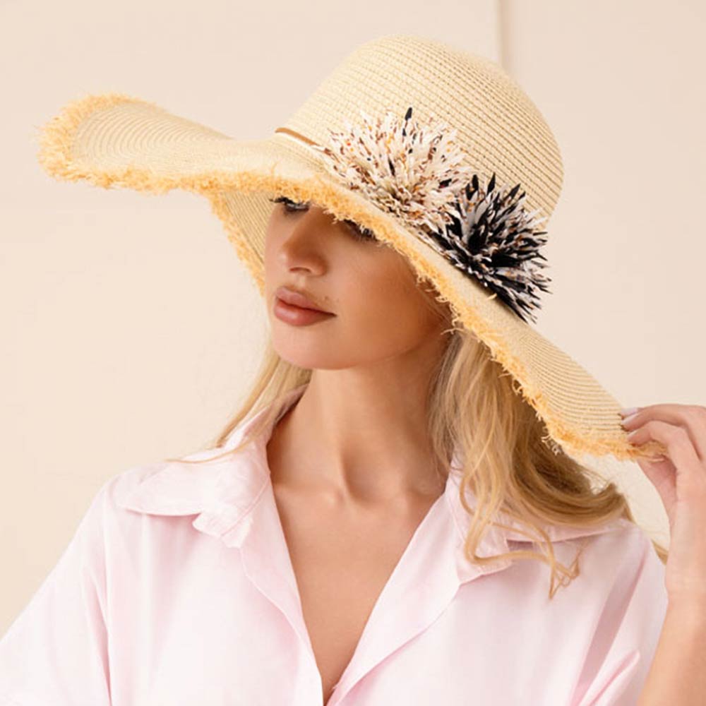 Straw Hat: Floral Beige