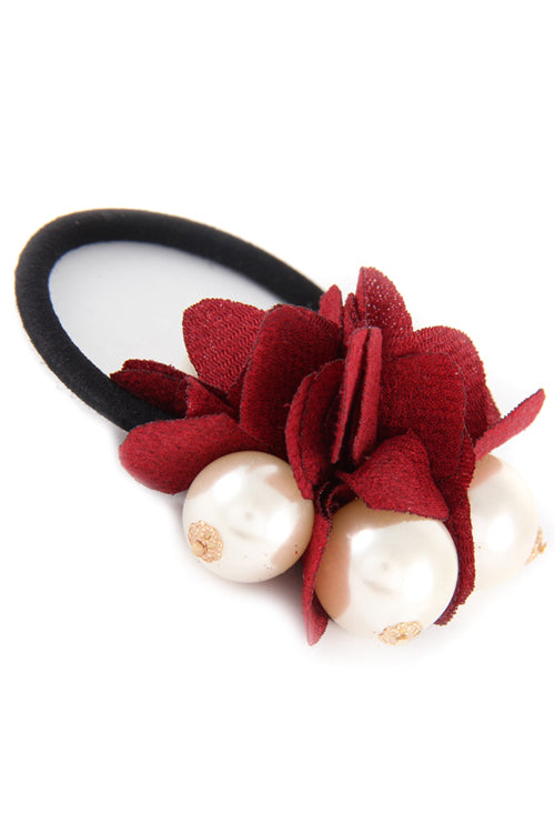 SIMPLE FLOWER PEARL HAIR TIE