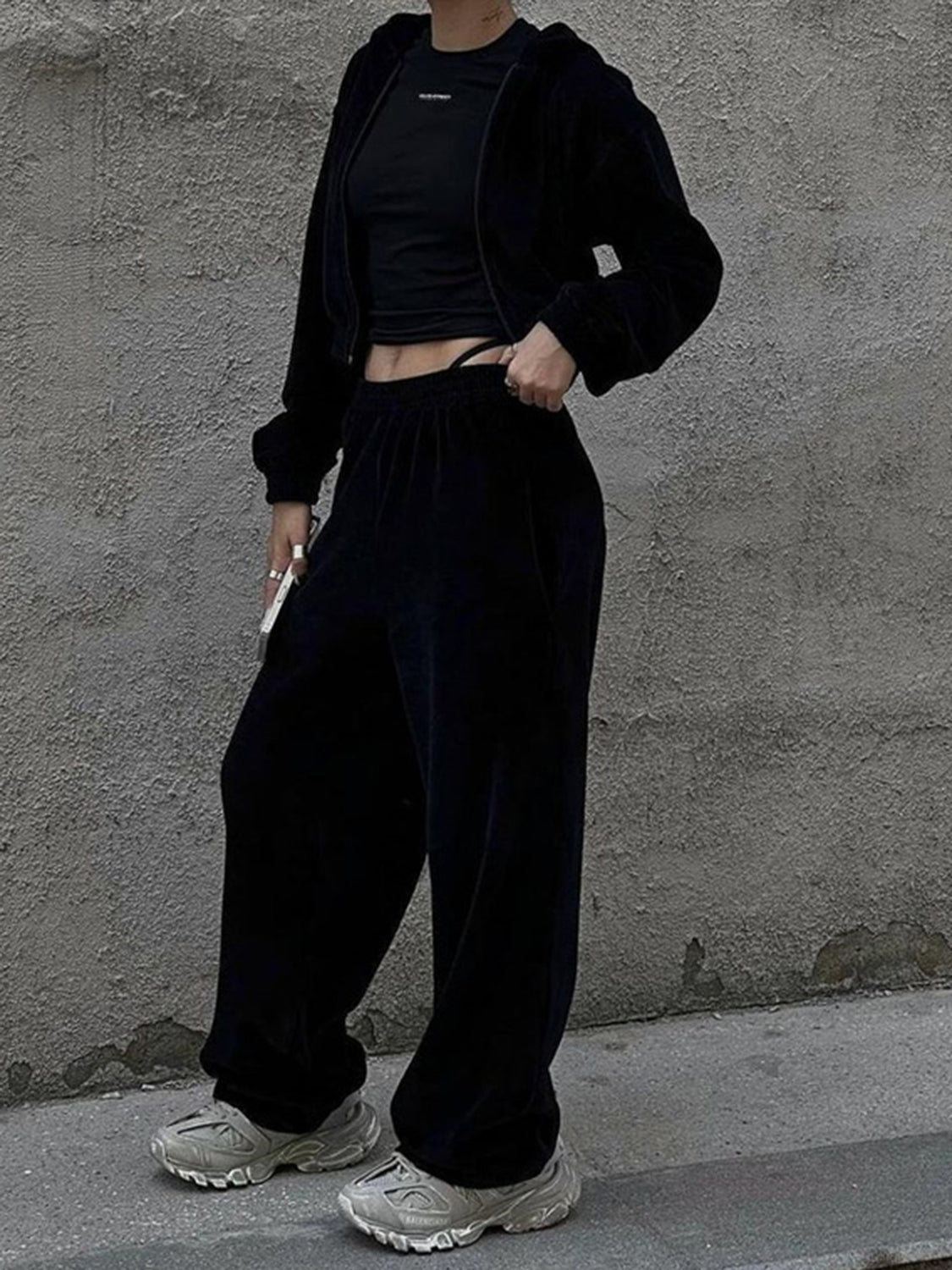Belle's Zip Up Hoodie and Pocketed Pants Set