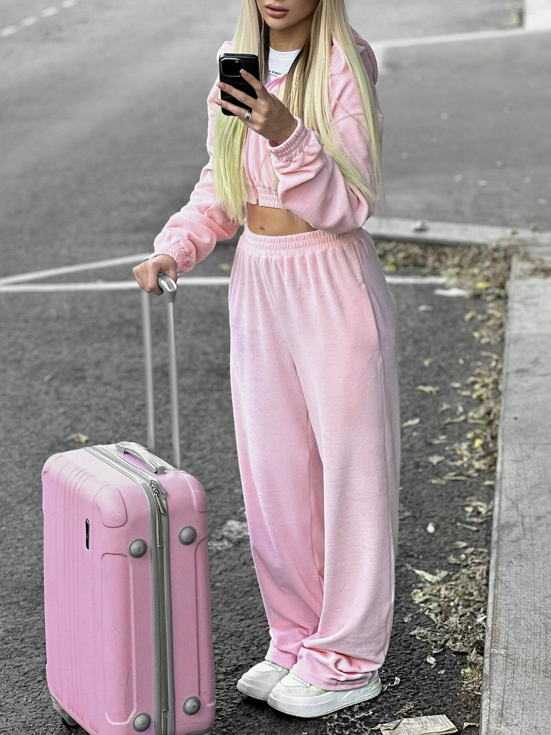 Belle's Zip Up Hoodie and Pocketed Pants Set