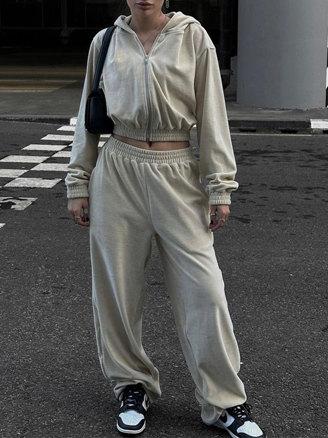 Belle's Zip Up Hoodie and Pocketed Pants Set
