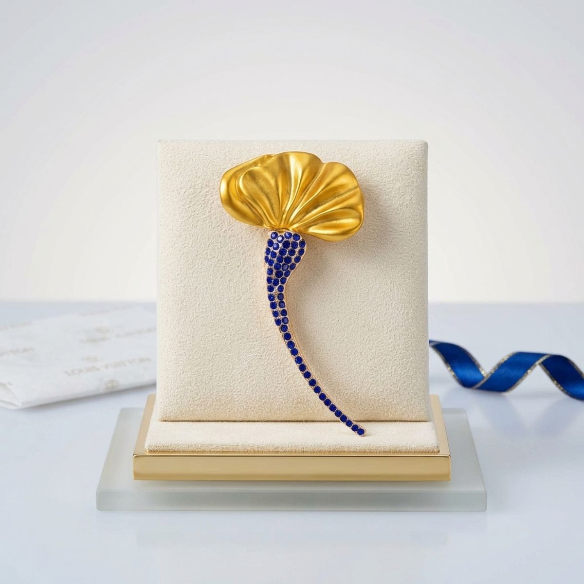 SGRHO Golden Calla Lily Rhinestone Brooch Pin
