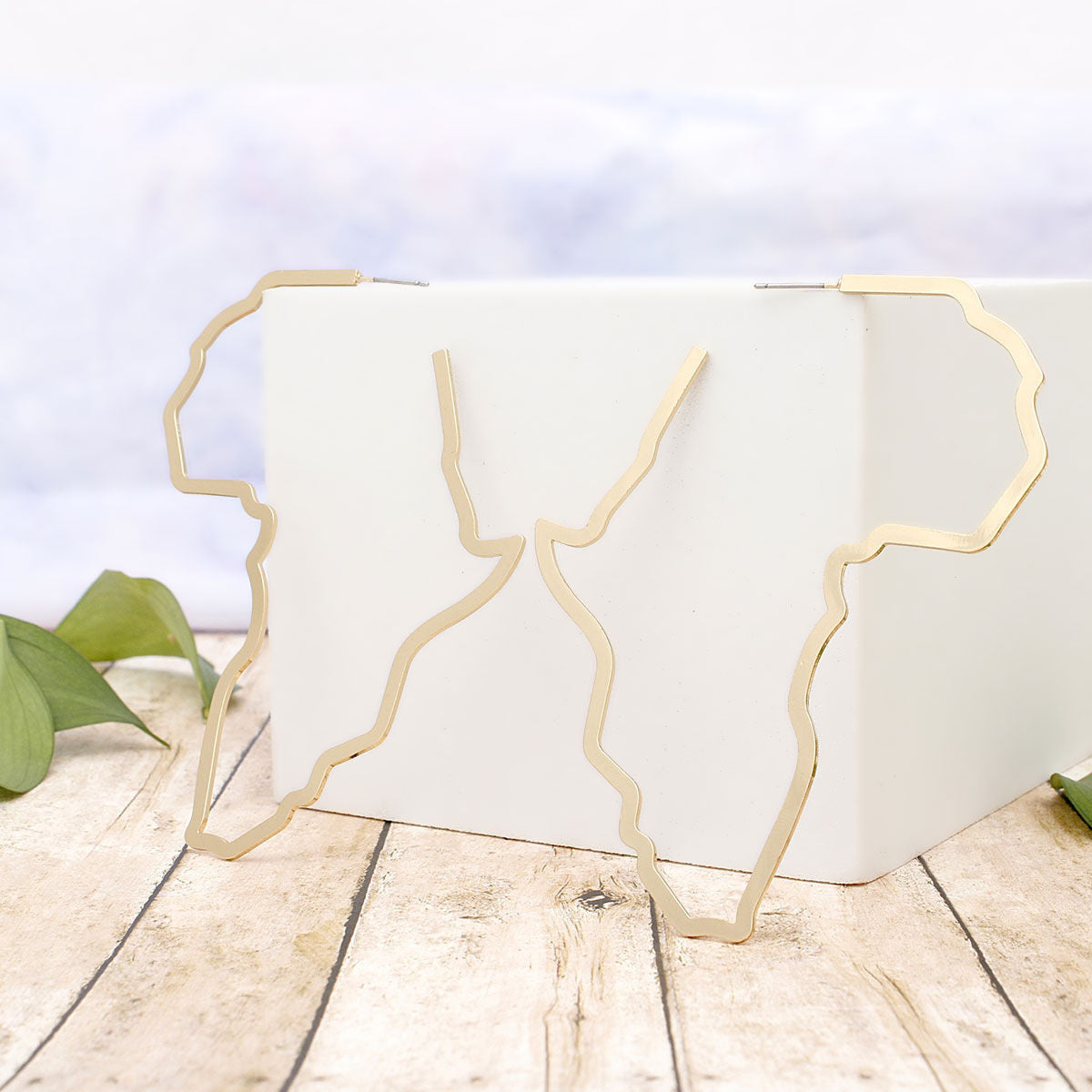 Hoop Modern Gold Africa Outline Earrings for Women