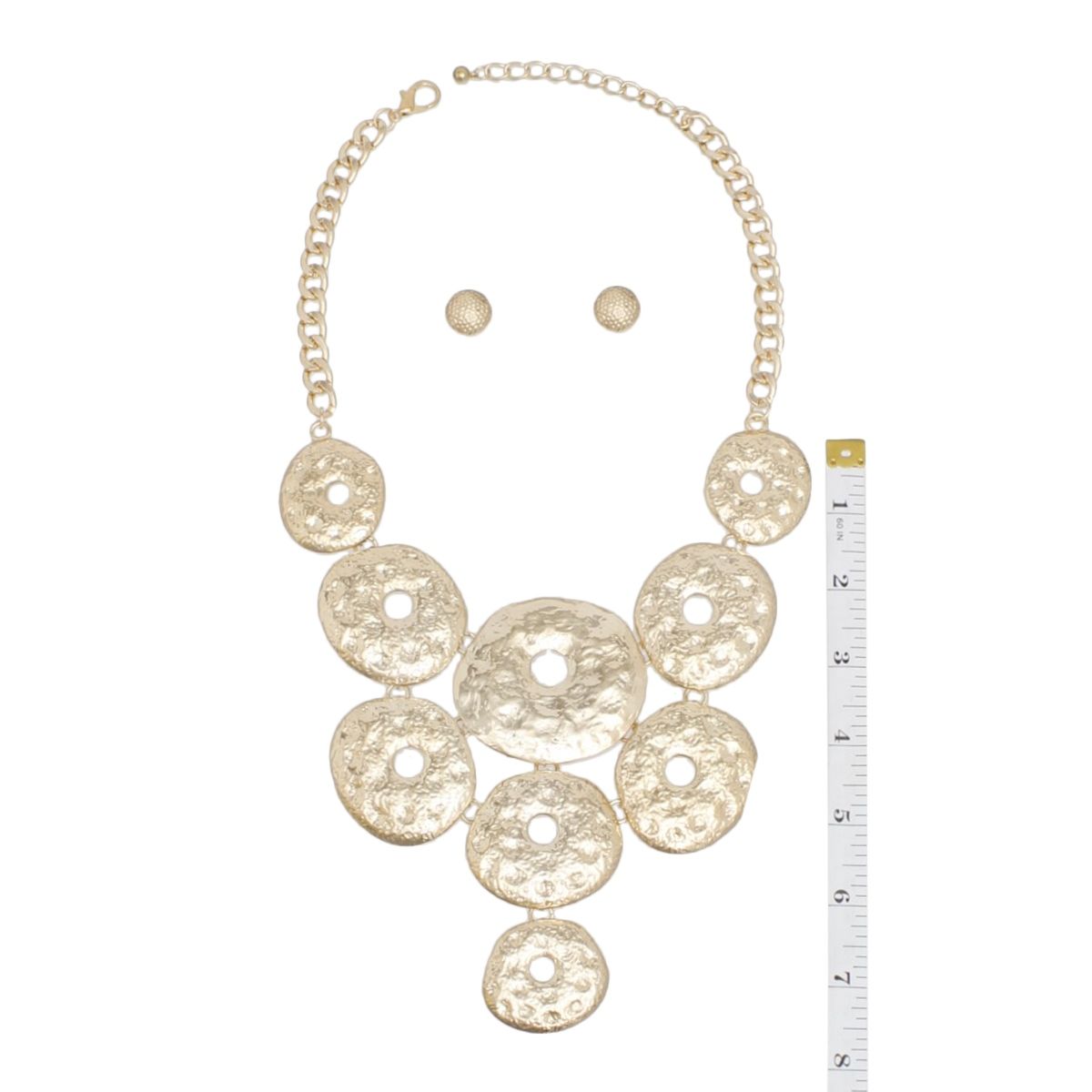 Bib Chunky Hammered Gold Metal Donut Necklace