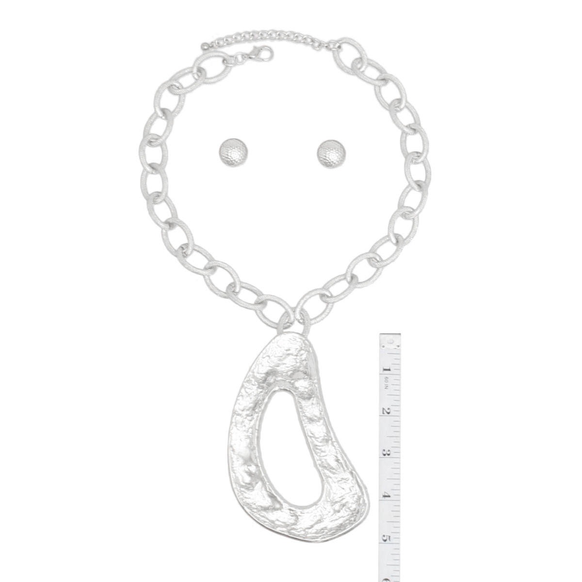 Pendant XL Silver Melted Metal Abstract Necklace