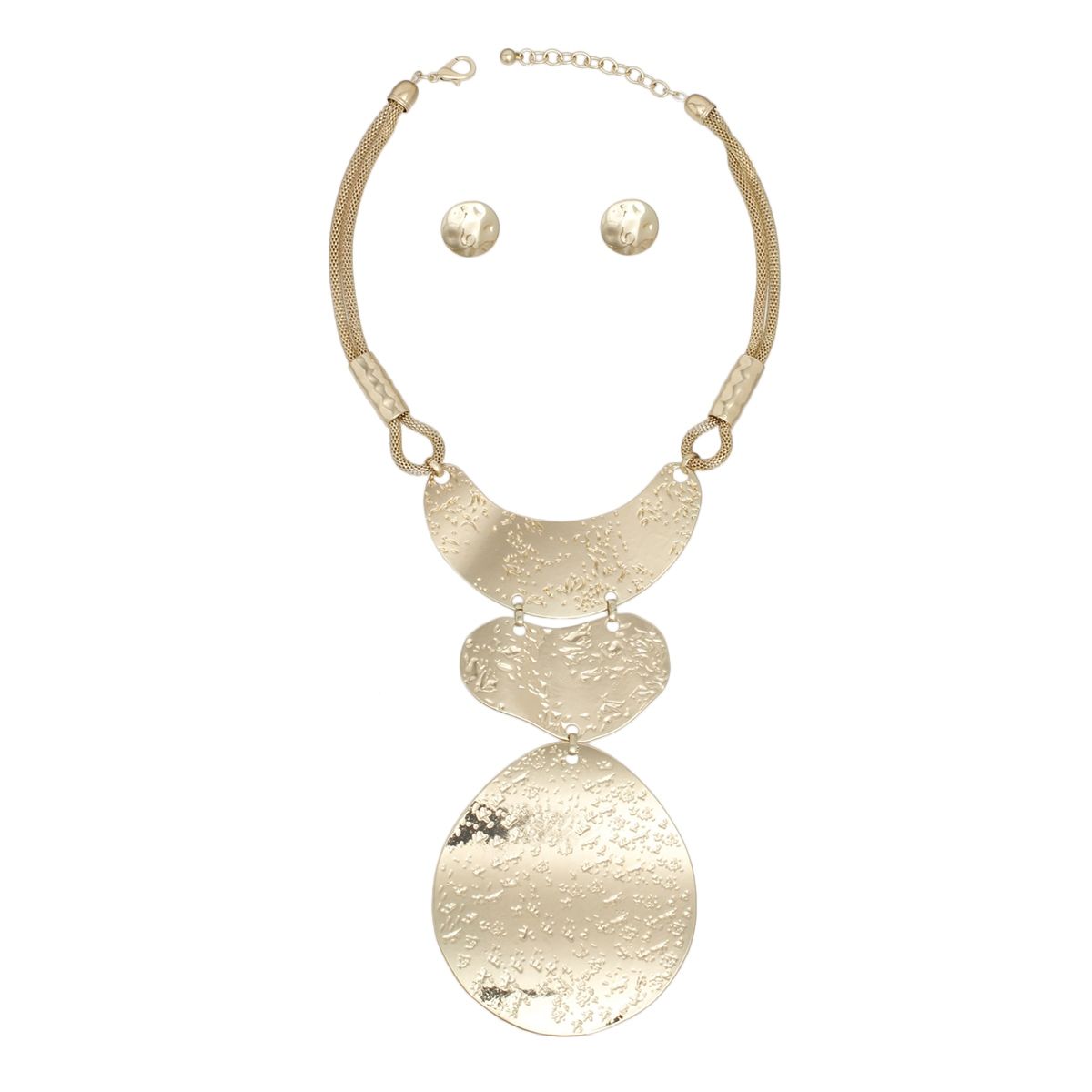 Pendant Oversized Gold Textured Bold Necklace