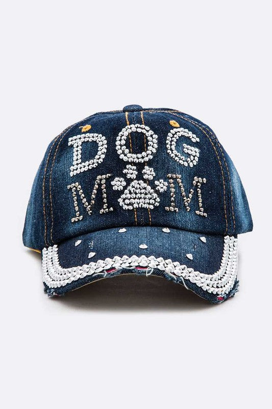 Dog Mom Stone Denim Cap
