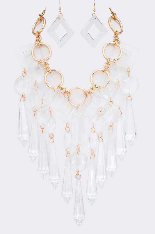 Acrylic Chandelier Statement Necklace Set