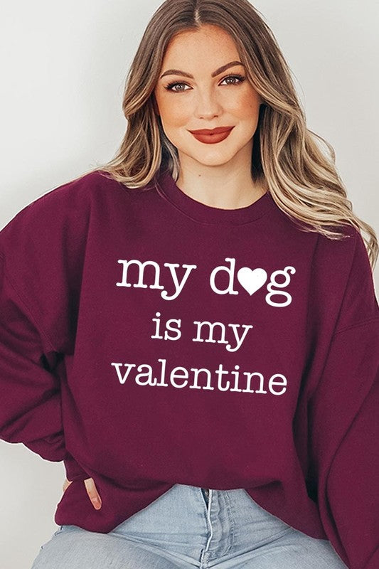 My dog Is My Valentine Graphic Plus Sweatshirt