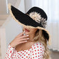 Straw Hat: Floral Black