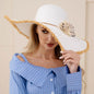 Straw Hat: Floral White