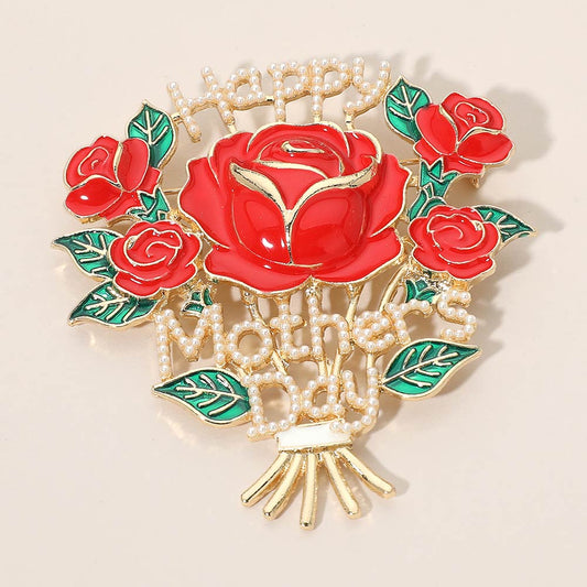 Mother's Day Brooch Cream & Gold Pearl