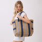 Navy Multicolor Straw Tote