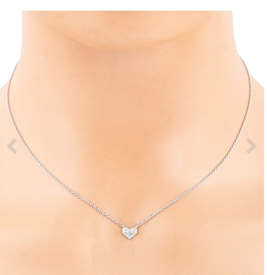 CZ Rhinestone Heart Necklace