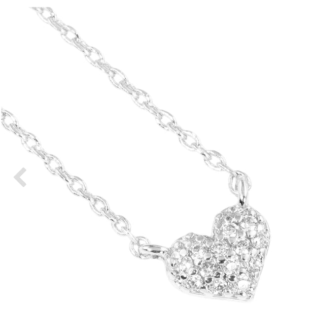 CZ Rhinestone Heart Necklace