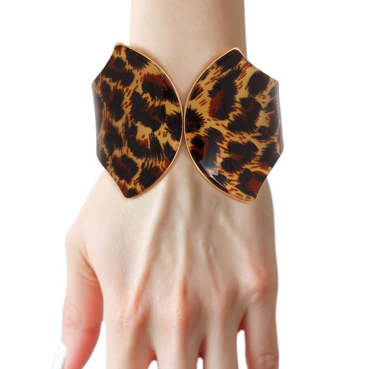 Cuff Leopard Print Pointed Hinge Bracelet Women