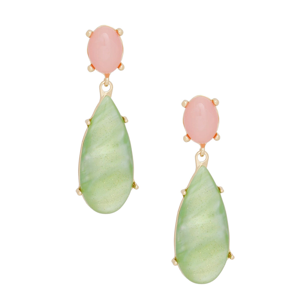 AKA Marbled Pink and Green Teardrop Earrings