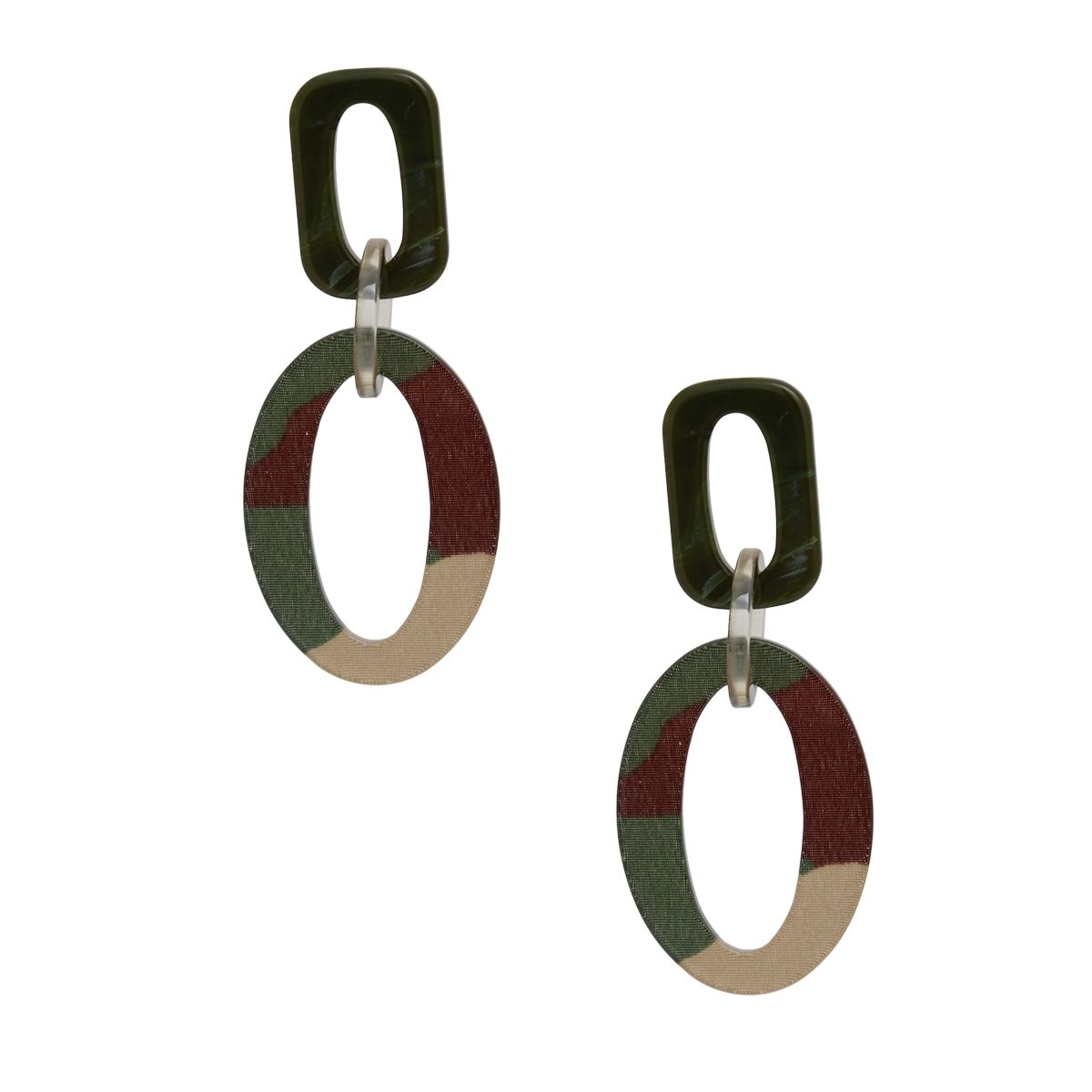 Drop Street Style Camouflage Print Geo Earrings