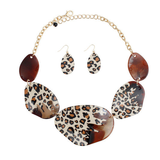 Marbled Leopard Dipped Collar Necklace