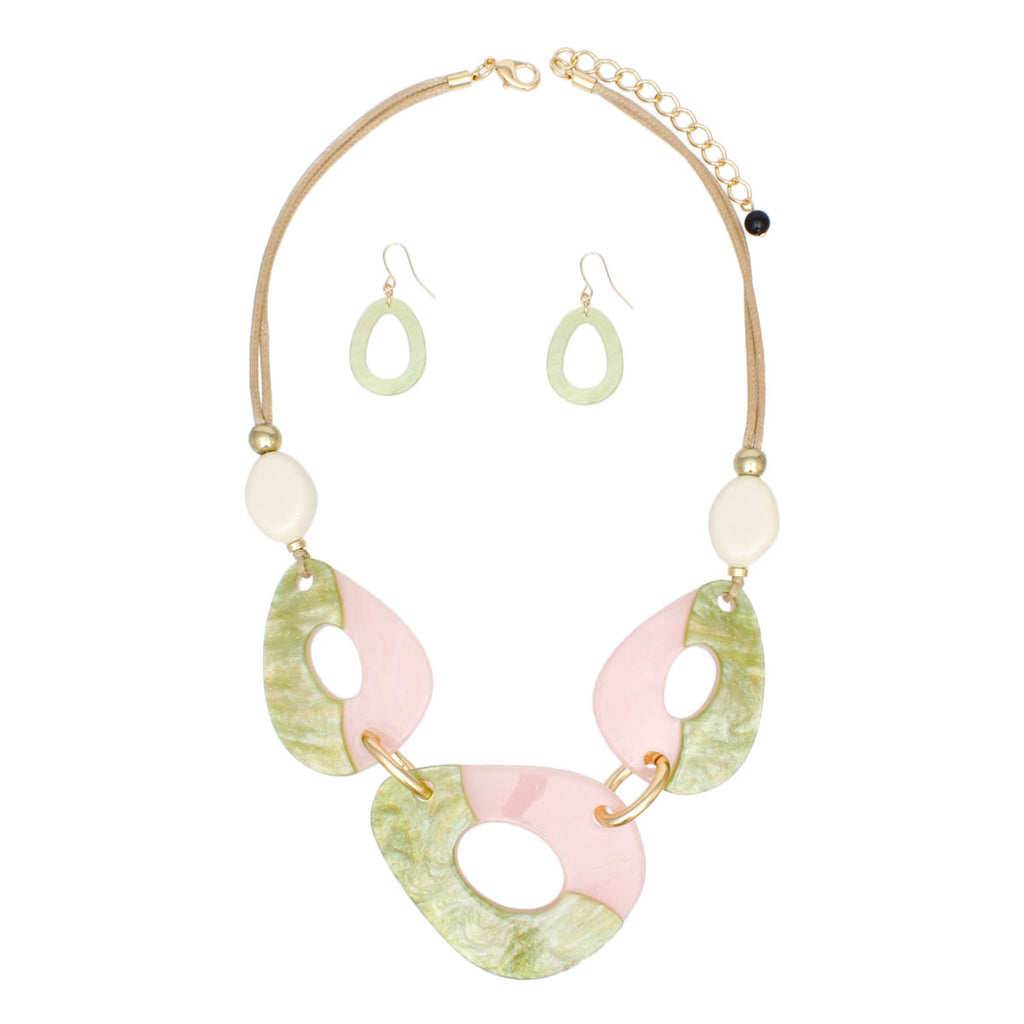 AKA Soror Collar Organic Pink Green Cord Necklace