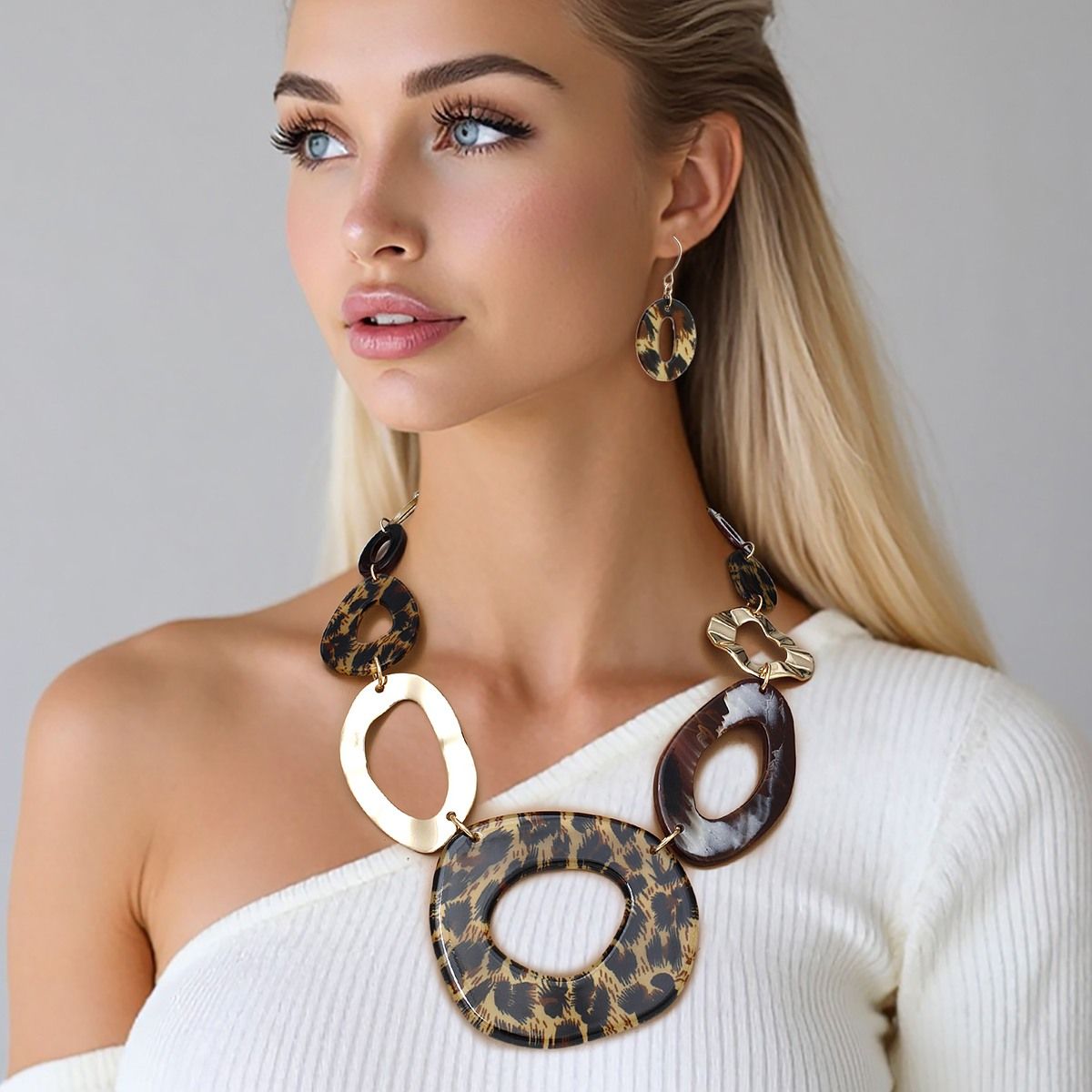 Link Collar Tribal Chic Leopard Print Necklace