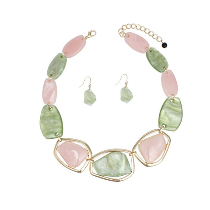 AKA Collar Dreamy Marbled Pink Green Necklace