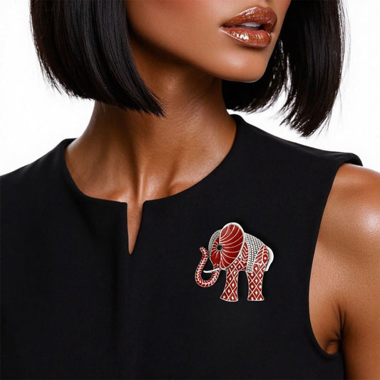 Brooch DST Red Elephant Diamond Pin for Women