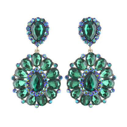 Clip On Brilliant Green Teardrop Crystal Earrings