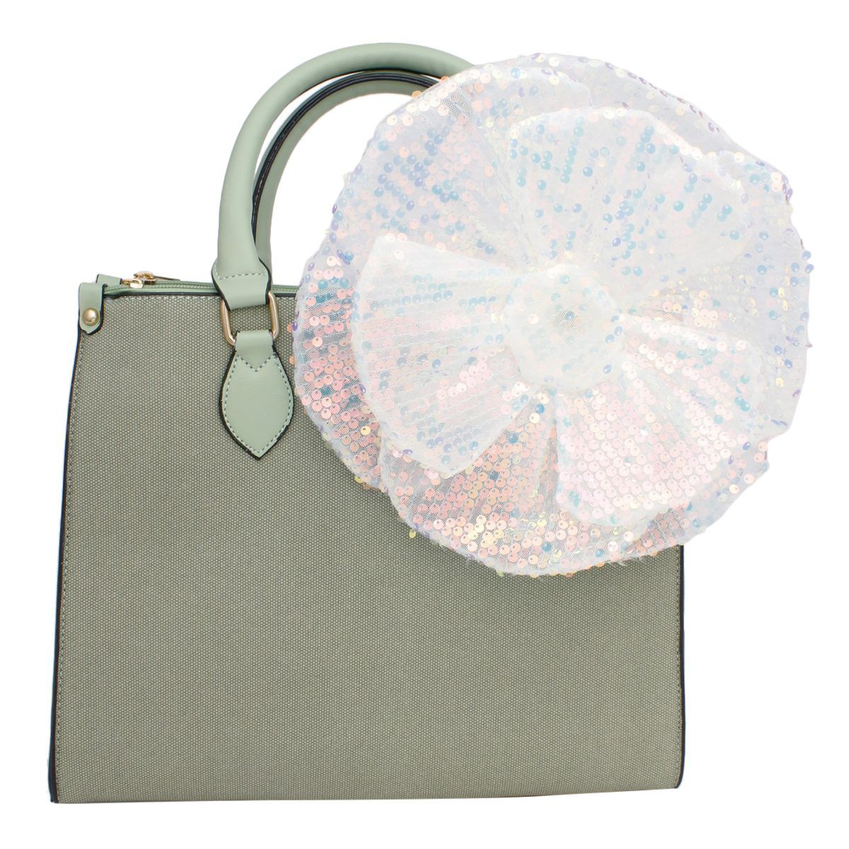 XL Flower White Sequin Hair Clip Headband Brooch