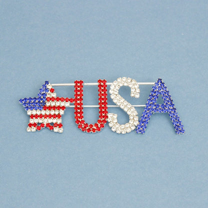 Patriotic Star spangled USA Glam Brooch for Women