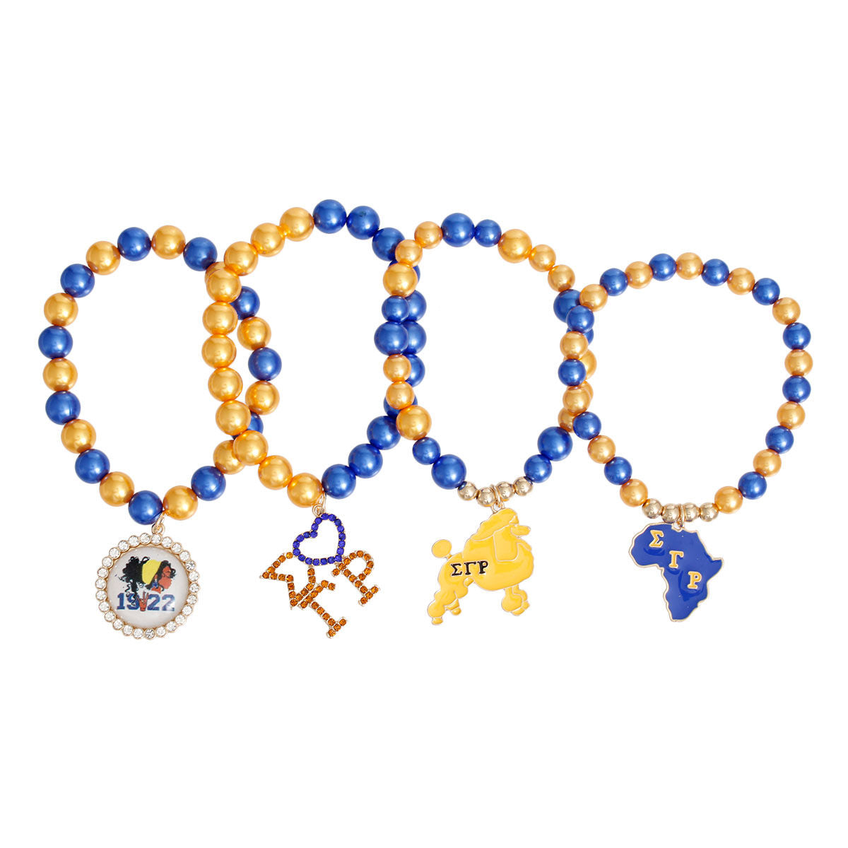 Blue and Gold Pearl SGRHO Bracelet Set