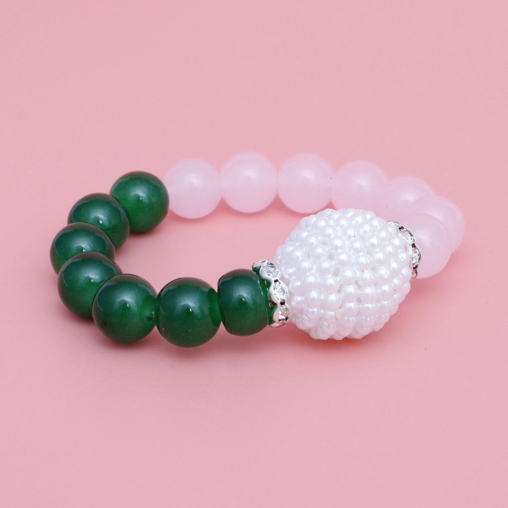 AKA Sorority Pink Green Pearl Glass Bead Bracelet