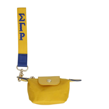 SGRHO Soror Yellow Nylon Wristlet Strap Mini Pouch