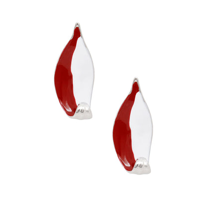 DST Sorority Curved Leaf Red White Painted Studs