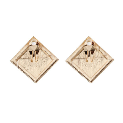 DST Crimson Wave Gold Framed Art Clip On Earrings
