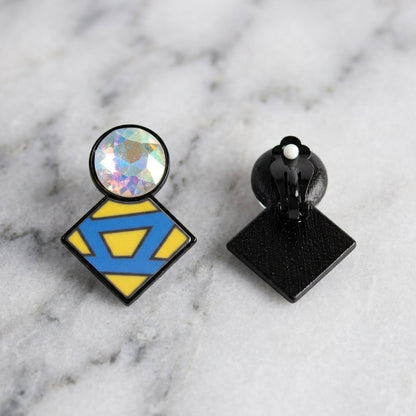 SGRHO Glass Crystal Geometric Gem Clip On Earrings