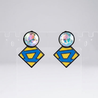 SGRHO Glass Crystal Geometric Gem Clip On Earrings