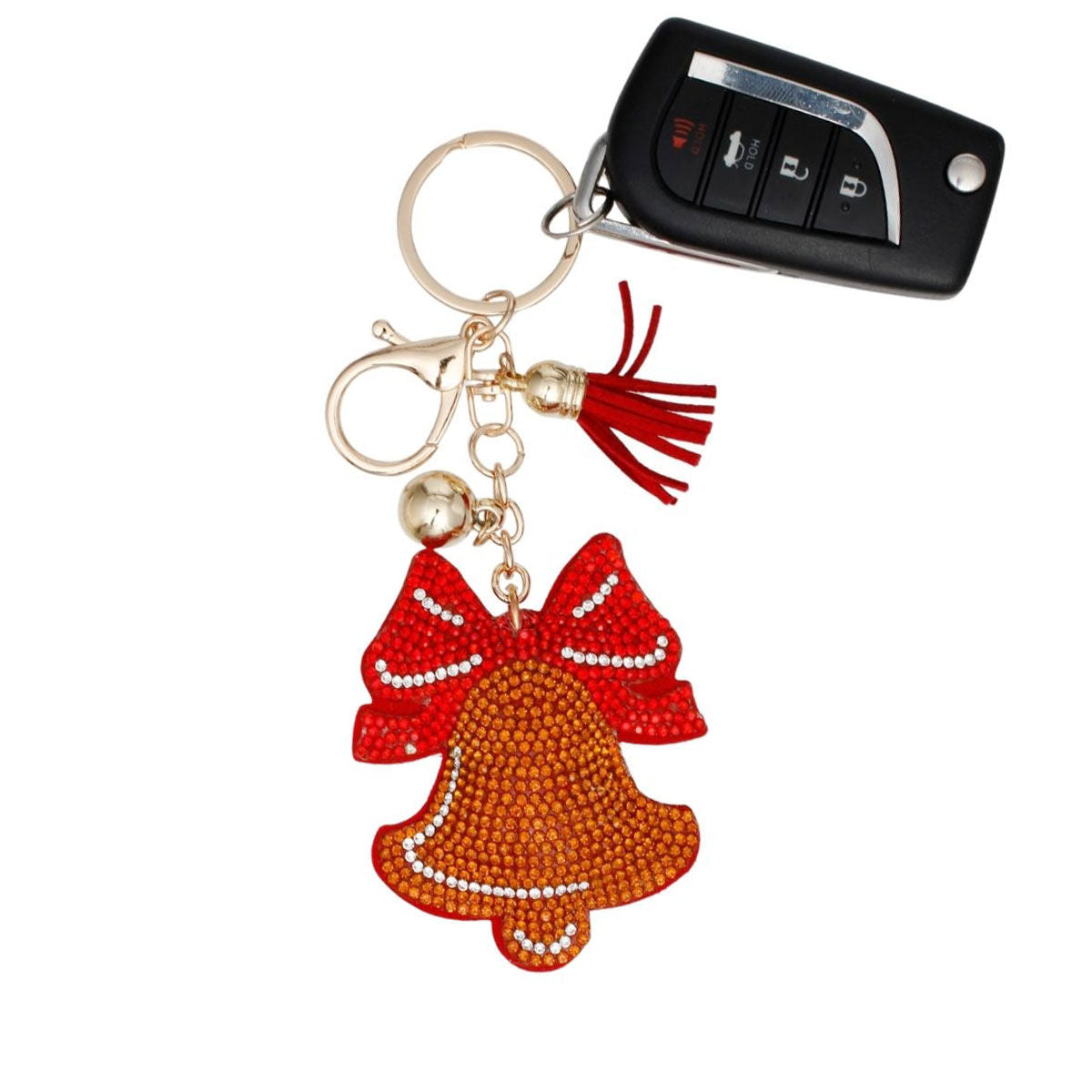 Keychain Gold Red Xmas Bell Purse Charm Clip