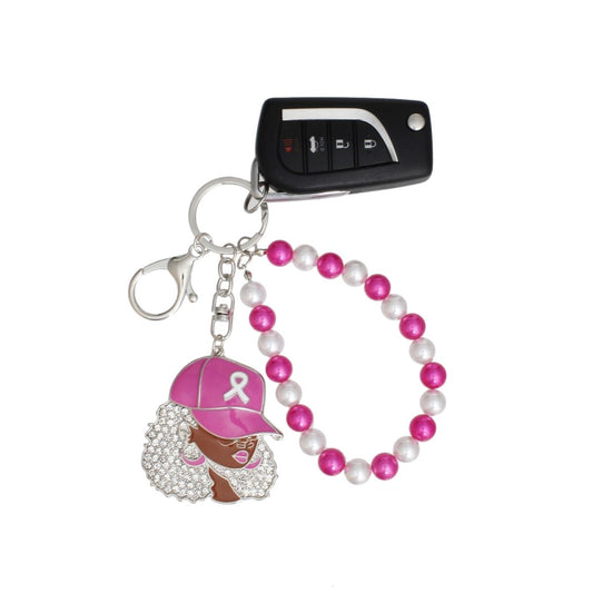 Breast Cancer Supportive Sister Silver Keychain