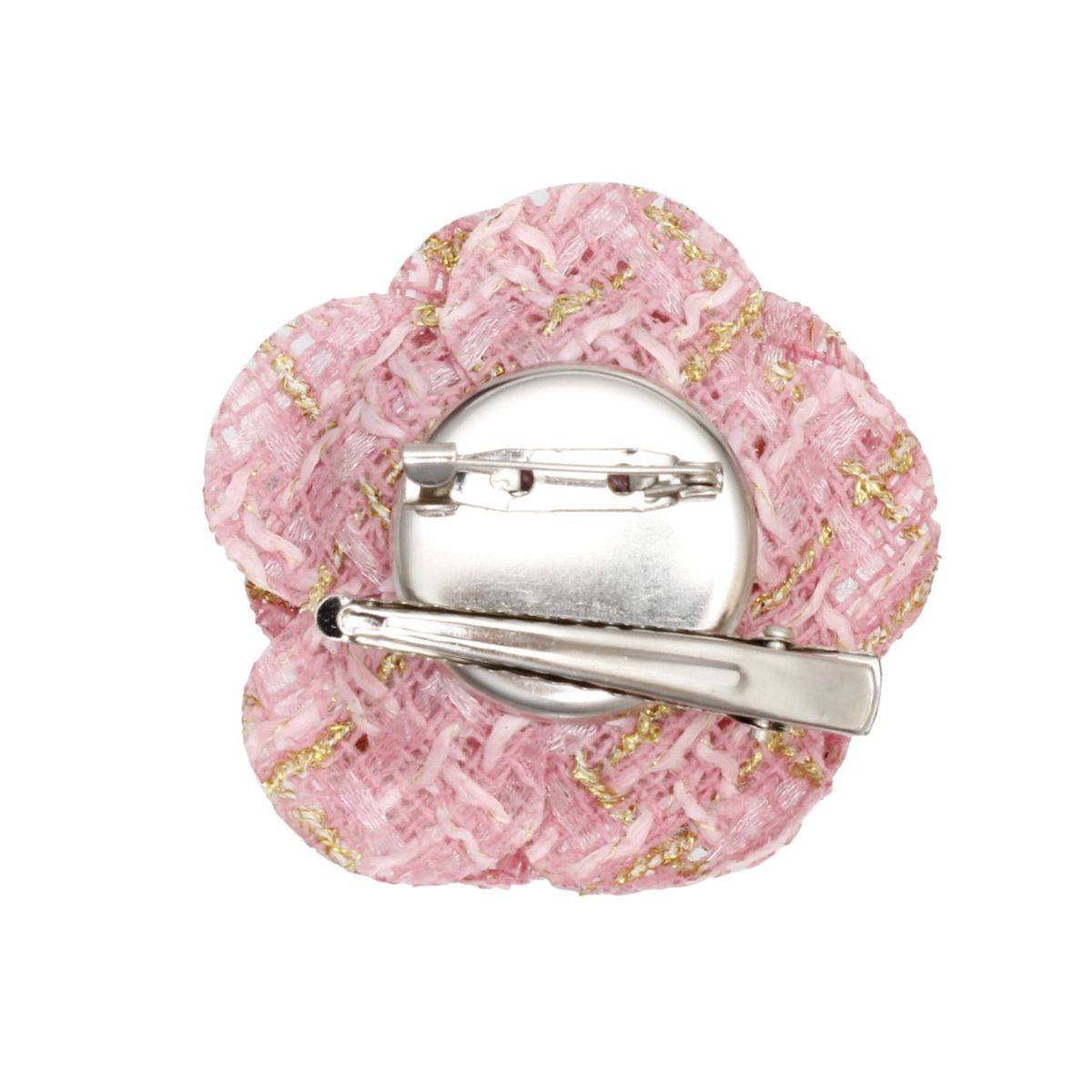 Brooch Couture Pink Tweed Camellia Bloom Pin