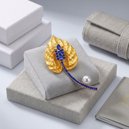 SGRHO Yellow Lily Pearl & Rhinestone Brooch Pin