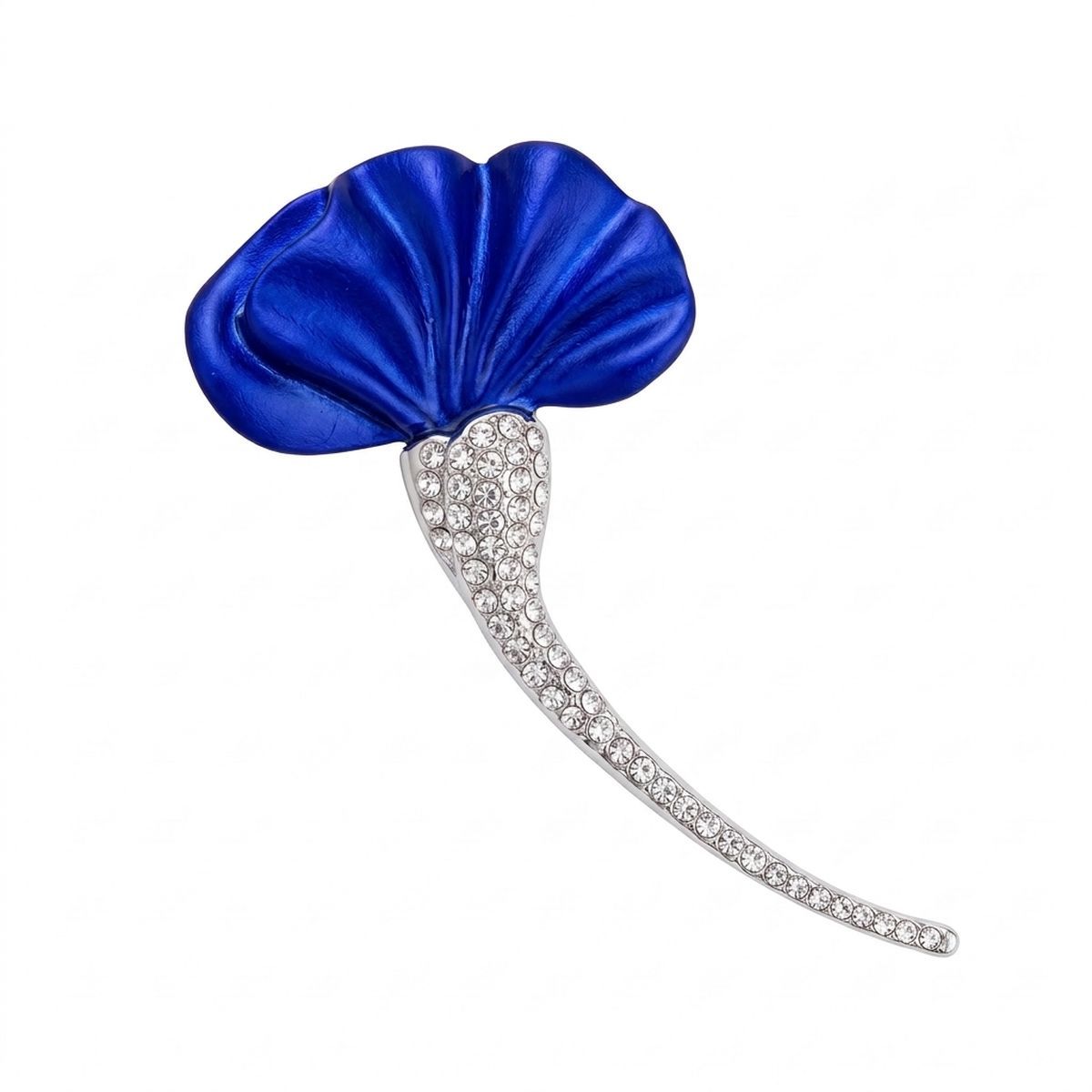 ZPB Royal Blue Calla Lily Rhinestone Brooch Pin