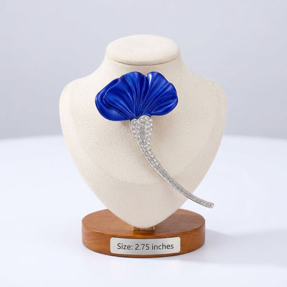 ZPB Royal Blue Calla Lily Rhinestone Brooch Pin
