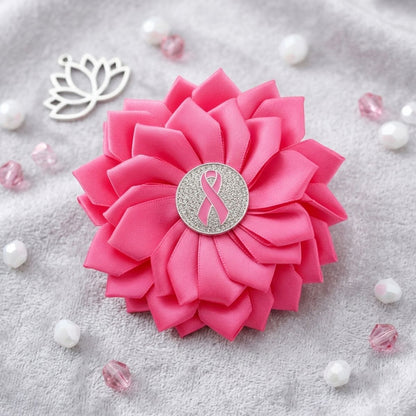 Breast Cancer Fuchsia Flower Brooch and Hair Clip