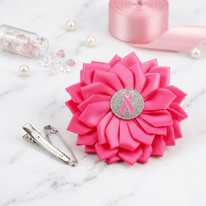 Breast Cancer Fuchsia Flower Brooch and Hair Clip