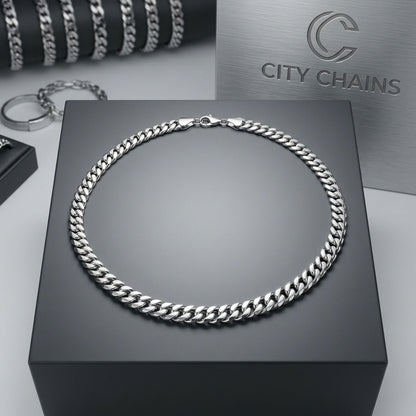 Unisex 20in 6DC 8mm Silver Stainless Steel Chain