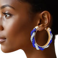 Sorority Vibrant Blue Clear Twisted Tube Hoops