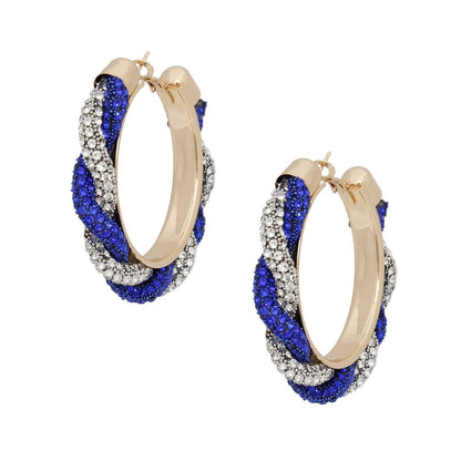 Sorority Vibrant Blue Clear Twisted Tube Hoops